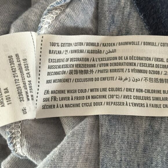 Hollister Men's Blue & White Long Sleeve Logo T-Shirt Size Medium M Casual Tee - Picture 6 of 6